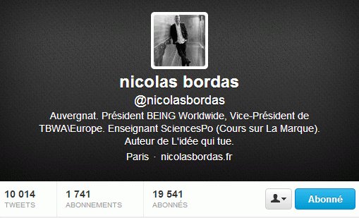 Le compte Twitter de Nicolas Bordas