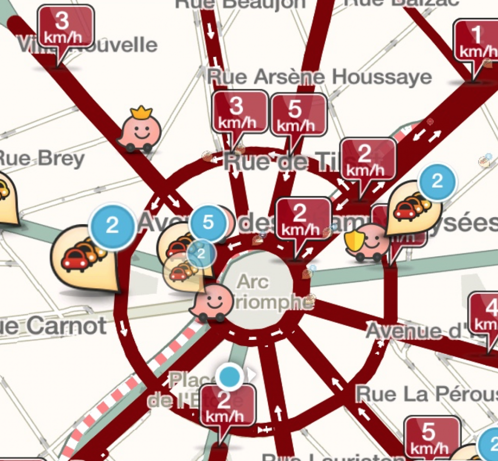 Embouteillages Paris sur Waze