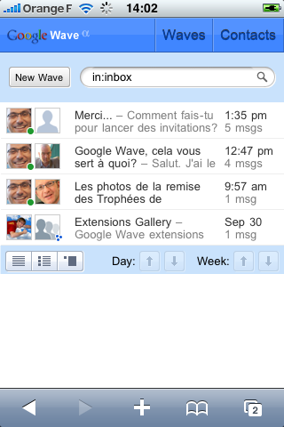 Une vague idée de Google Wave sur iPhone