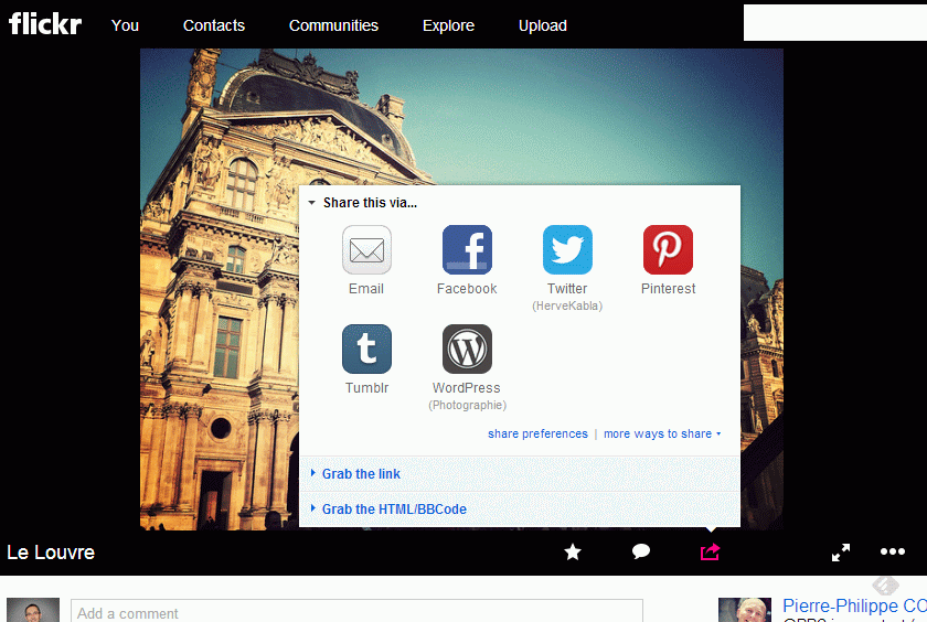 Le partage depuis Flickr n'est pas assez immédiat
