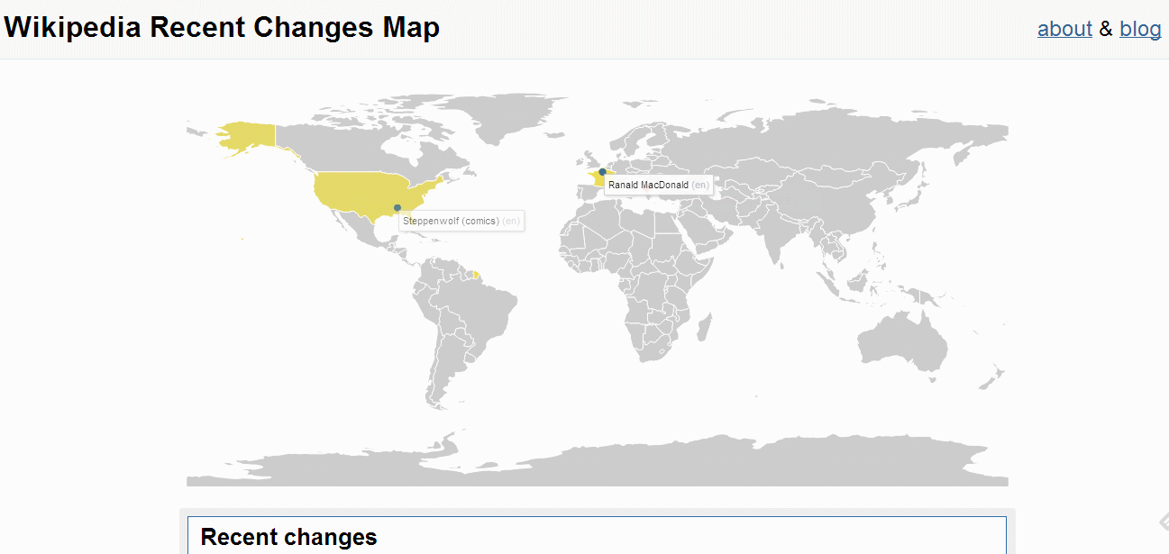 Les derniers changements sur une page wikipedia