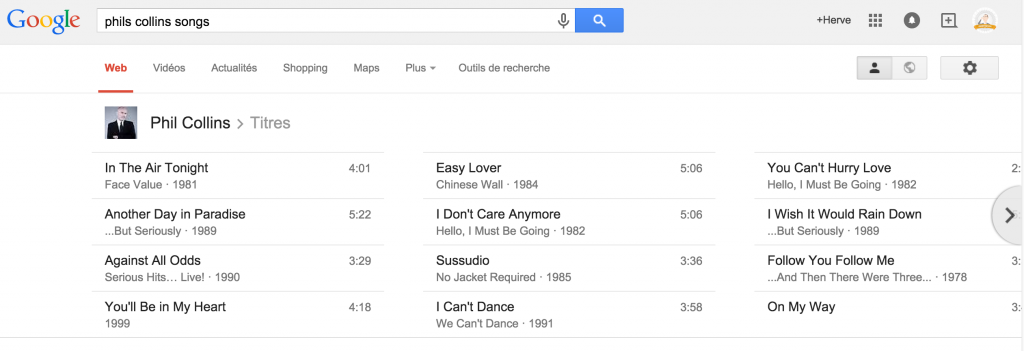 Google search music Phil Collins