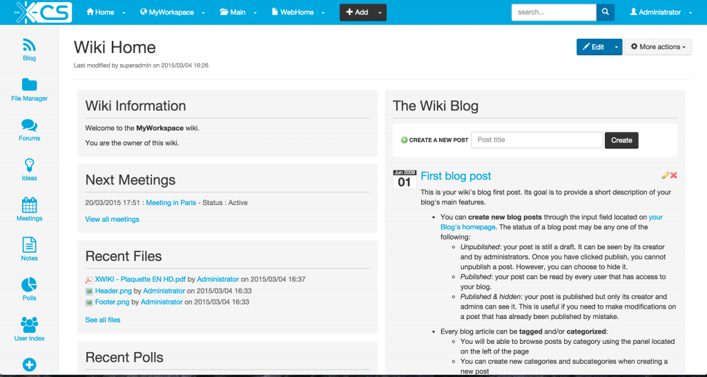 L'interface de XWiki