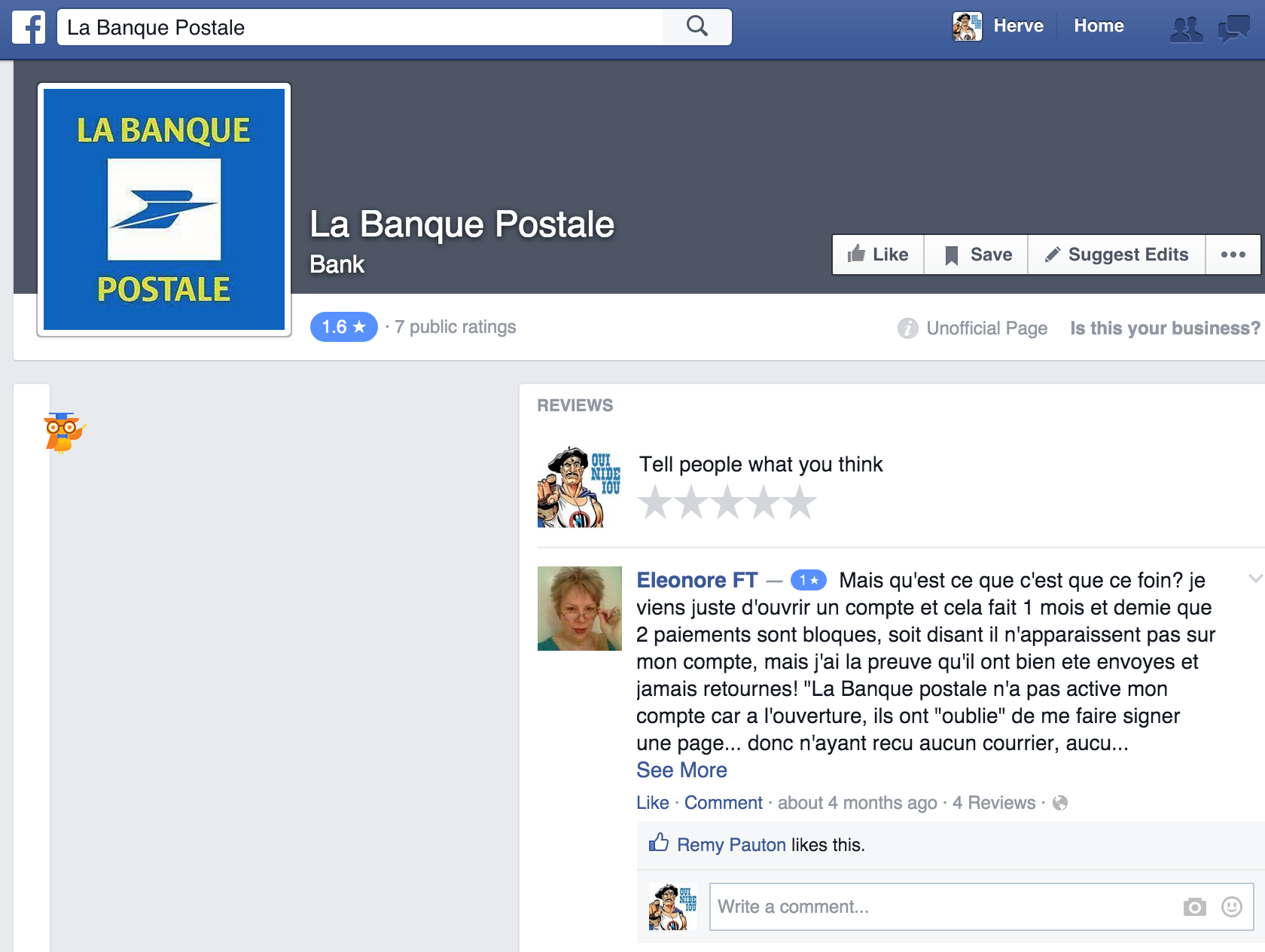 Banque postale facebook