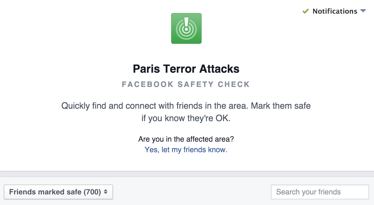 Facebook safety check