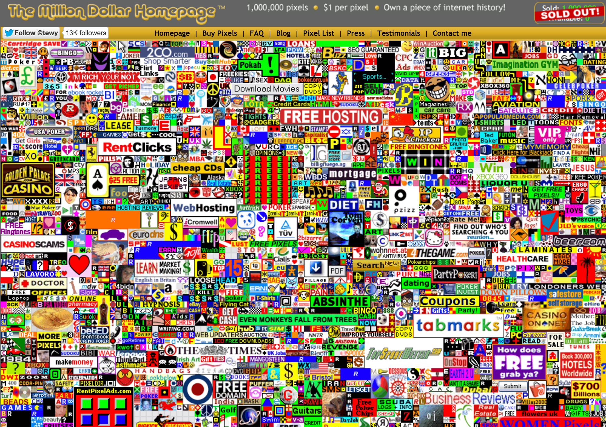 Million dollar homepage